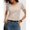 imageANRABESS Womens Short Sleeve Sweaters Cropped V Neck Business Casual Lightweight Sweater Tops Summer Spring Clothes 2026Almond