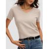 imageANRABESS Womens Short Sleeve Sweaters Cropped V Neck Business Casual Lightweight Sweater Tops Summer Spring Clothes 2026Almond