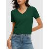 imageANRABESS Womens Short Sleeve Sweaters Cropped V Neck Business Casual Lightweight Sweater Tops Summer Spring Clothes 2026Forest Green