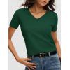 imageANRABESS Womens Short Sleeve Sweaters Cropped V Neck Business Casual Lightweight Sweater Tops Summer Spring Clothes 2026Forest Green