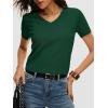 imageANRABESS Womens Short Sleeve Sweaters Cropped V Neck Business Casual Lightweight Sweater Tops Summer Spring Clothes 2026Forest Green
