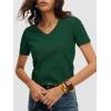 imageANRABESS Womens Short Sleeve Sweaters Cropped V Neck Business Casual Lightweight Sweater Tops Summer Spring Clothes 2026Forest Green