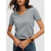 imageANRABESS Womens Short Sleeve Sweaters Cropped V Neck Business Casual Lightweight Sweater Tops Summer Spring Clothes 2026Grey