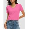 imageANRABESS Womens Short Sleeve Sweaters Cropped V Neck Business Casual Lightweight Sweater Tops Summer Spring Clothes 2026Hot Pink