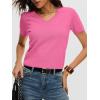 imageANRABESS Womens Short Sleeve Sweaters Cropped V Neck Business Casual Lightweight Sweater Tops Summer Spring Clothes 2026Hot Pink