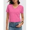 imageANRABESS Womens Short Sleeve Sweaters Cropped V Neck Business Casual Lightweight Sweater Tops Summer Spring Clothes 2026Hot Pink