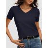 imageANRABESS Womens Short Sleeve Sweaters Cropped V Neck Business Casual Lightweight Sweater Tops Summer Spring Clothes 2026Navy Blue