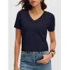 imageANRABESS Womens Short Sleeve Sweaters Cropped V Neck Business Casual Lightweight Sweater Tops Summer Spring Clothes 2026Navy Blue