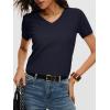 imageANRABESS Womens Short Sleeve Sweaters Cropped V Neck Business Casual Lightweight Sweater Tops Summer Spring Clothes 2026Navy Blue