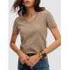 imageANRABESS Womens Short Sleeve Sweaters Cropped V Neck Business Casual Lightweight Sweater Tops Summer Spring Clothes 2026Tan