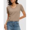 imageANRABESS Womens Short Sleeve Sweaters Cropped V Neck Business Casual Lightweight Sweater Tops Summer Spring Clothes 2026Tan