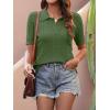 imageANRABESS Womens Short Sleeve Sweaters Tops Polo V Neck Cable Knit Casual Soft Pullover Shirts 2026 Summer OutfitsArmy Green