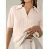 imageANRABESS Womens Short Sleeve Sweaters Tops Polo V Neck Cable Knit Casual Soft Pullover Shirts 2026 Summer OutfitsBeige