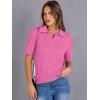 imageANRABESS Womens Short Sleeve Sweaters Tops Polo V Neck Cable Knit Casual Soft Pullover Shirts 2026 Summer OutfitsBright Pink