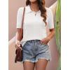 imageANRABESS Womens Short Sleeve Sweaters Tops Polo V Neck Cable Knit Casual Soft Pullover Shirts 2026 Summer OutfitsCream
