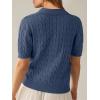 imageANRABESS Womens Short Sleeve Sweaters Tops Polo V Neck Cable Knit Casual Soft Pullover Shirts 2026 Summer OutfitsDusty Blue