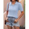 imageANRABESS Womens Short Sleeve Sweaters Tops Polo V Neck Cable Knit Casual Soft Pullover Shirts 2026 Summer OutfitsLight Blue