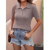 imageANRABESS Womens Short Sleeve Sweaters Tops Polo V Neck Cable Knit Casual Soft Pullover Shirts 2026 Summer OutfitsLight Coffee