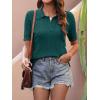 imageANRABESS Womens Short Sleeve Sweaters Tops Polo V Neck Cable Knit Casual Soft Pullover Shirts 2026 Summer OutfitsOpal Green