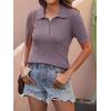 imageANRABESS Womens Short Sleeve Sweaters Tops Polo V Neck Cable Knit Casual Soft Pullover Shirts 2026 Summer OutfitsPurple