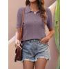 imageANRABESS Womens Short Sleeve Sweaters Tops Polo V Neck Cable Knit Casual Soft Pullover Shirts 2026 Summer OutfitsPurple