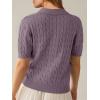 imageANRABESS Womens Short Sleeve Sweaters Tops Polo V Neck Cable Knit Casual Soft Pullover Shirts 2026 Summer OutfitsPurple