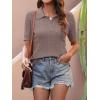 imageANRABESS Womens Short Sleeve Sweaters Tops Polo V Neck Cable Knit Casual Soft Pullover Shirts 2026 Summer OutfitsRed Apricot