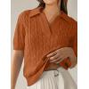 imageANRABESS Womens Short Sleeve Sweaters Tops Polo V Neck Cable Knit Casual Soft Pullover Shirts 2026 Summer OutfitsRust