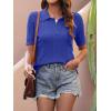 imageANRABESS Womens Short Sleeve Sweaters Tops Polo V Neck Cable Knit Casual Soft Pullover Shirts 2026 Summer OutfitsSapphire Blue
