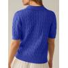 imageANRABESS Womens Short Sleeve Sweaters Tops Polo V Neck Cable Knit Casual Soft Pullover Shirts 2026 Summer OutfitsSapphire Blue
