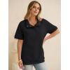 imageANRABESS Womens Short Sleeve Tops Oversized Lightweight Sweatshirt Polo Shirts 2026 Summer Casual Button Pullover Top OutfitsBlack