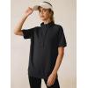 imageANRABESS Womens Short Sleeve Tops Oversized Lightweight Sweatshirt Polo Shirts 2026 Summer Casual Button Pullover Top OutfitsBlack
