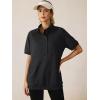 imageANRABESS Womens Short Sleeve Tops Oversized Lightweight Sweatshirt Polo Shirts 2026 Summer Casual Button Pullover Top OutfitsBlack
