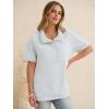 imageANRABESS Womens Short Sleeve Tops Oversized Lightweight Sweatshirt Polo Shirts 2026 Summer Casual Button Pullover Top OutfitsLight Grey