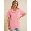 imageANRABESS Womens Short Sleeve Tops Oversized Lightweight Sweatshirt Polo Shirts 2026 Summer Casual Button Pullover Top OutfitsPink