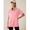 imageANRABESS Womens Short Sleeve Tops Oversized Lightweight Sweatshirt Polo Shirts 2026 Summer Casual Button Pullover Top OutfitsPink