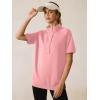 imageANRABESS Womens Short Sleeve Tops Oversized Lightweight Sweatshirt Polo Shirts 2026 Summer Casual Button Pullover Top OutfitsPink