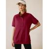 imageANRABESS Womens Short Sleeve Tops Oversized Lightweight Sweatshirt Polo Shirts 2026 Summer Casual Button Pullover Top OutfitsRed