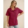imageANRABESS Womens Short Sleeve Tops Oversized Lightweight Sweatshirt Polo Shirts 2026 Summer Casual Button Pullover Top OutfitsRed