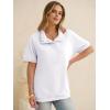imageANRABESS Womens Short Sleeve Tops Oversized Lightweight Sweatshirt Polo Shirts 2026 Summer Casual Button Pullover Top OutfitsWhite