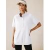 imageANRABESS Womens Short Sleeve Tops Oversized Lightweight Sweatshirt Polo Shirts 2026 Summer Casual Button Pullover Top OutfitsWhite