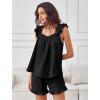imageANRABESS Womens Summer Lounge Set 2 Piece Outfits Ruffle Tank Top and Shorts Set 2026 Beach Vacation Cover Up ClothesBlack