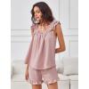 imageANRABESS Womens Summer Lounge Set 2 Piece Outfits Ruffle Tank Top and Shorts Set 2026 Beach Vacation Cover Up ClothesBright Pink