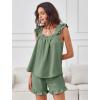 imageANRABESS Womens Summer Lounge Set 2 Piece Outfits Ruffle Tank Top and Shorts Set 2026 Beach Vacation Cover Up ClothesLight Green
