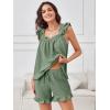 imageANRABESS Womens Summer Lounge Set 2 Piece Outfits Ruffle Tank Top and Shorts Set 2026 Beach Vacation Cover Up ClothesLight Green