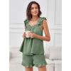 imageANRABESS Womens Summer Lounge Set 2 Piece Outfits Ruffle Tank Top and Shorts Set 2026 Beach Vacation Cover Up ClothesLight Green