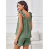 imageANRABESS Womens Summer Lounge Set 2 Piece Outfits Ruffle Tank Top and Shorts Set 2026 Beach Vacation Cover Up ClothesLight Green