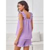 imageANRABESS Womens Summer Lounge Set 2 Piece Outfits Ruffle Tank Top and Shorts Set 2026 Beach Vacation Cover Up ClothesLight Purple