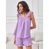 imageANRABESS Womens Summer Lounge Set 2 Piece Outfits Ruffle Tank Top and Shorts Set 2026 Beach Vacation Cover Up ClothesLight Purple