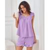 imageANRABESS Womens Summer Lounge Set 2 Piece Outfits Ruffle Tank Top and Shorts Set 2026 Beach Vacation Cover Up ClothesLight Purple